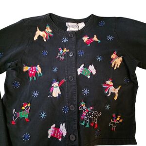Vintage Michael Simon Lite Cardigan Christmas Dogs